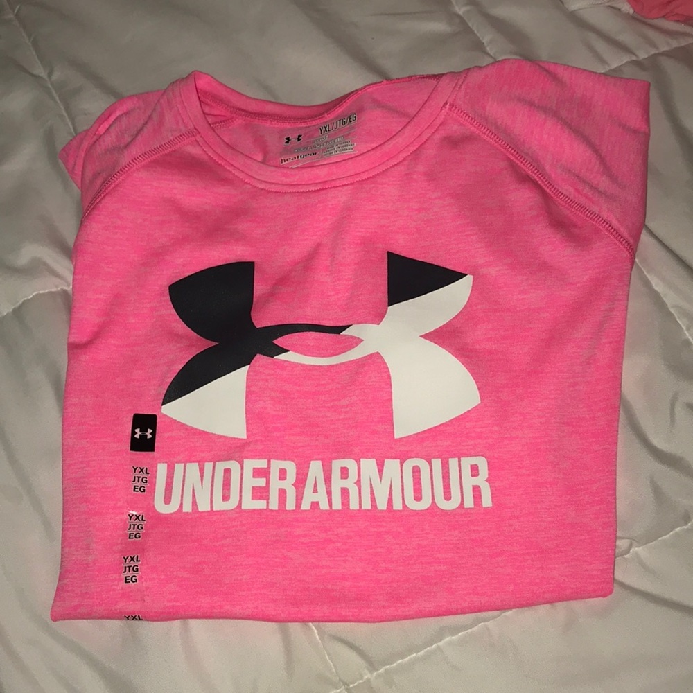 neon pink under armour tshirt
